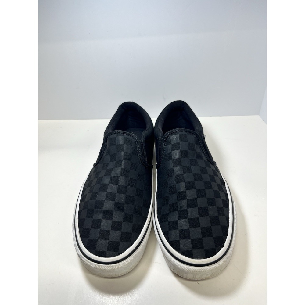 Vans Classic Slip On Checkerboard Black Charcoal Grey Mens 10 Canvas Skate Shoes